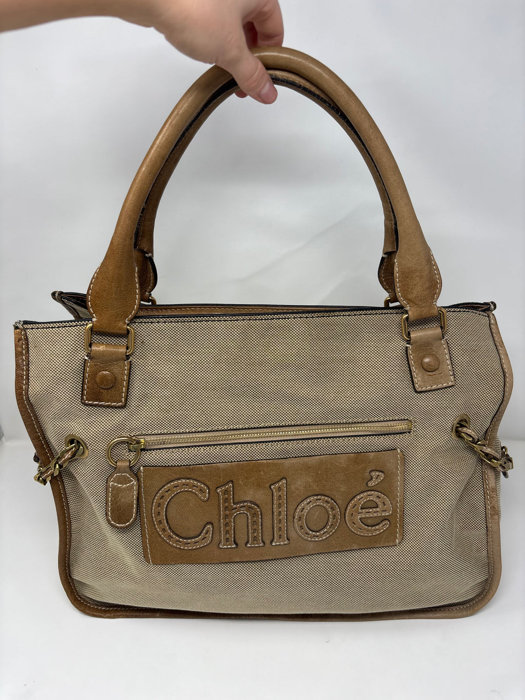 Chloe Canvas and Leather Tote