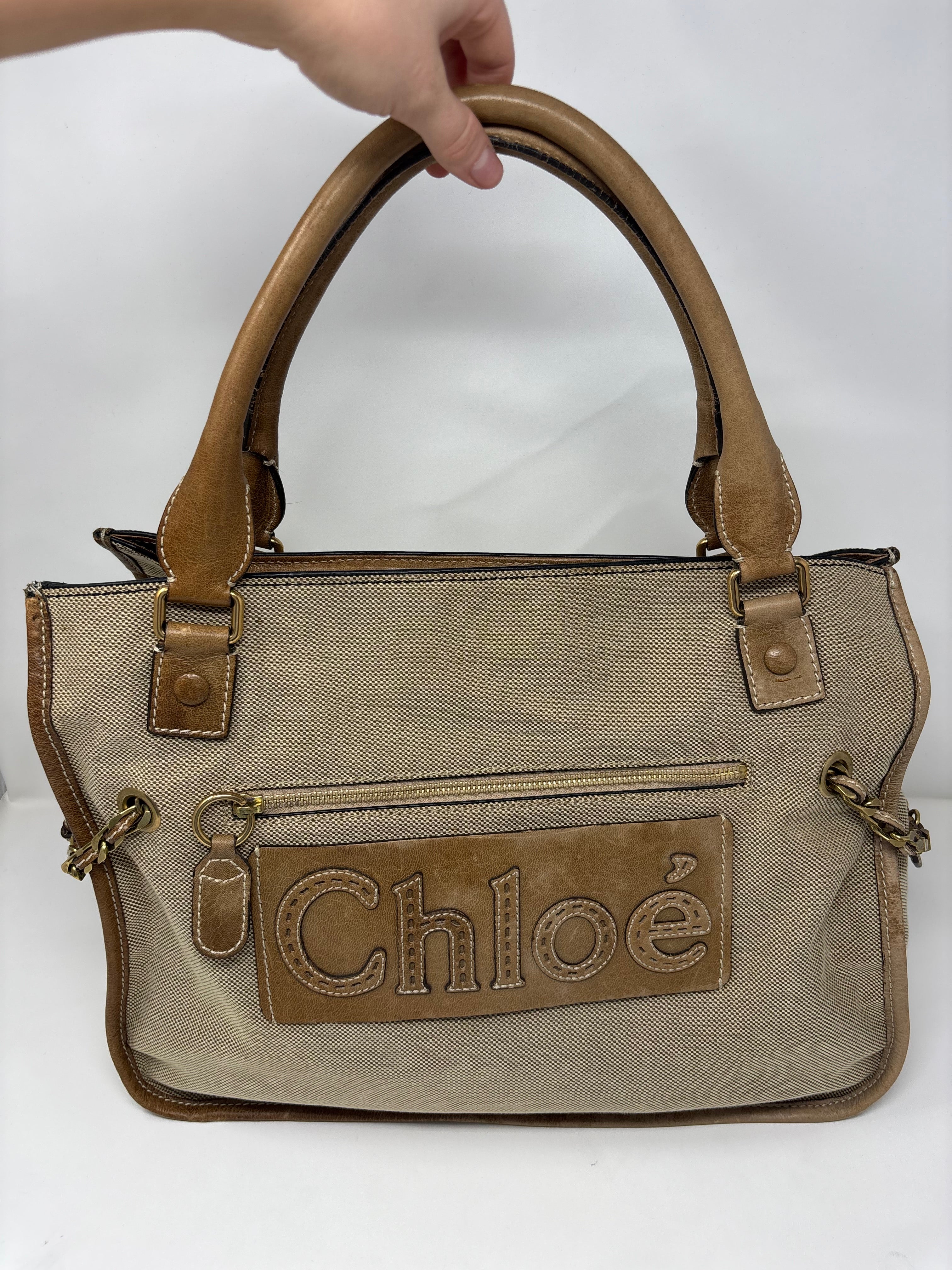 Chloe Canvas and Leather Tote