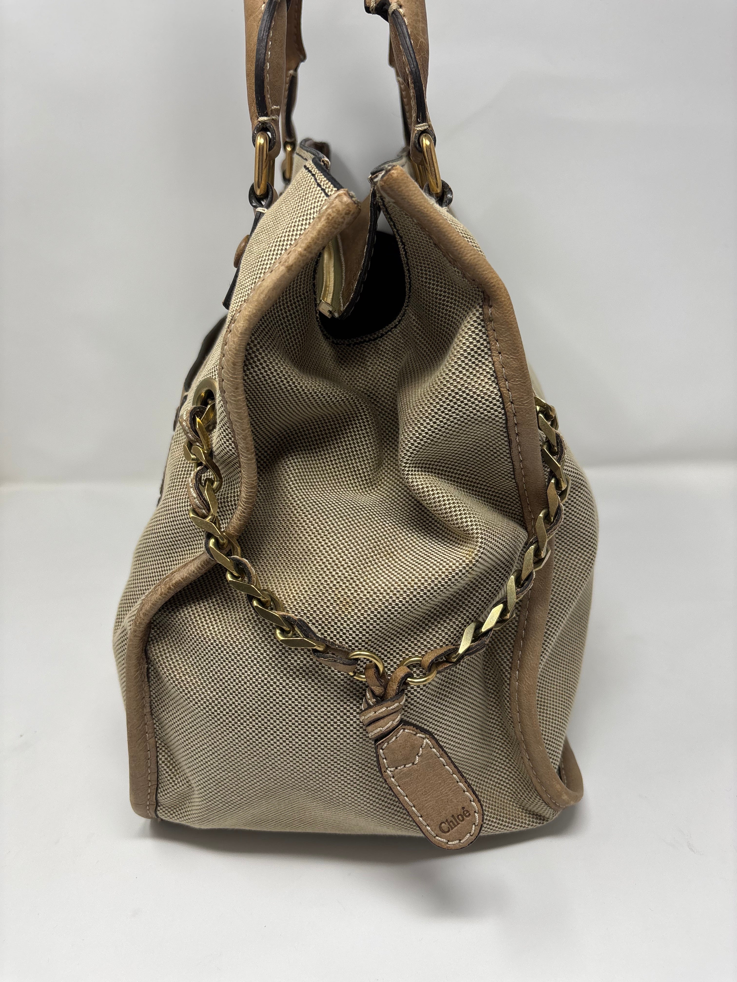 Chloe Canvas and Leather Tote