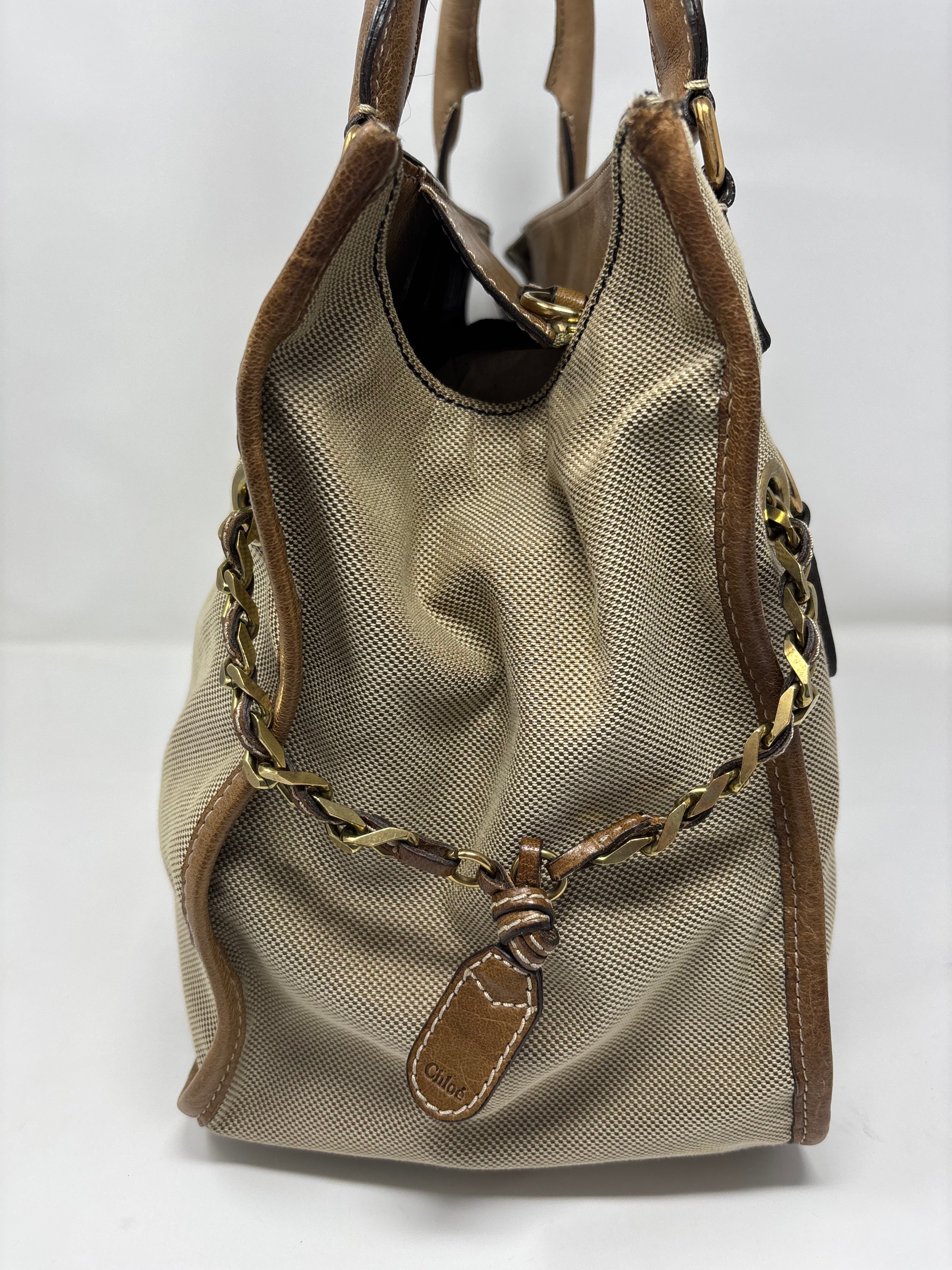 Chloe Canvas and Leather Tote