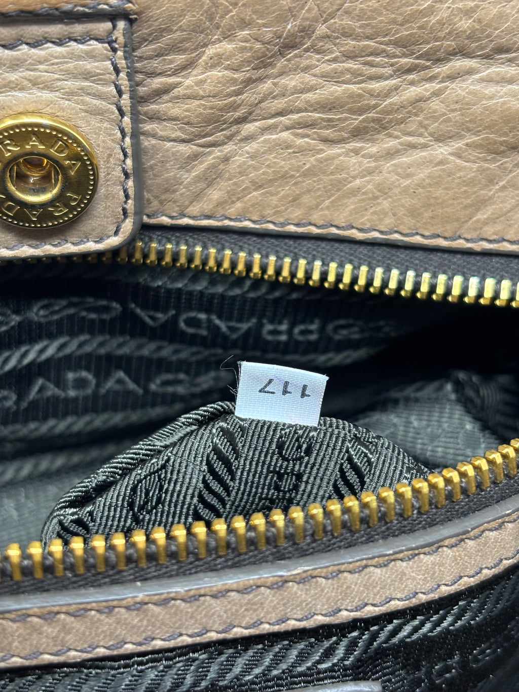 Prada Cervo Antik Pushlock Shoulder Bag