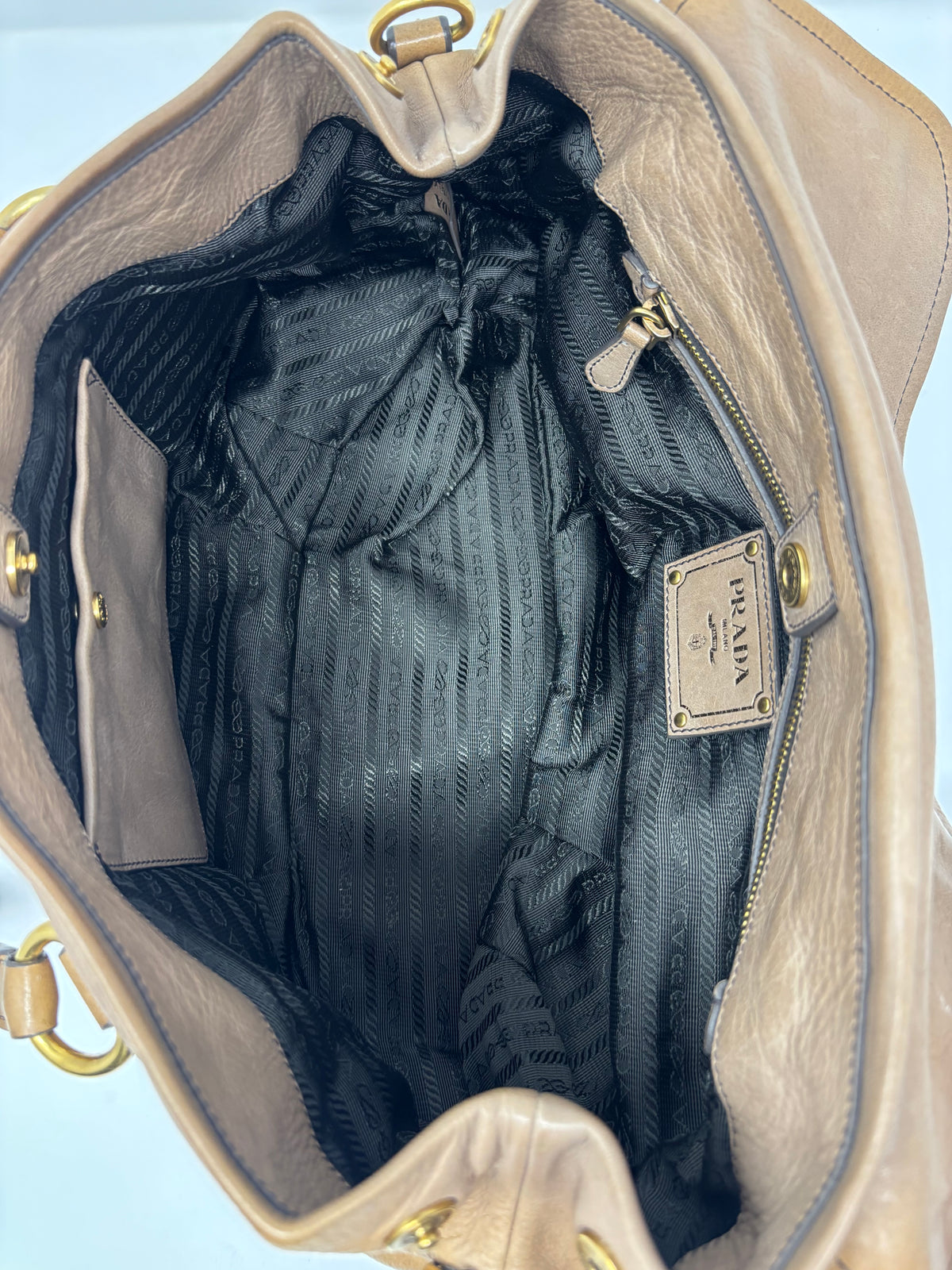 Prada Cervo Antik Pushlock Shoulder Bag