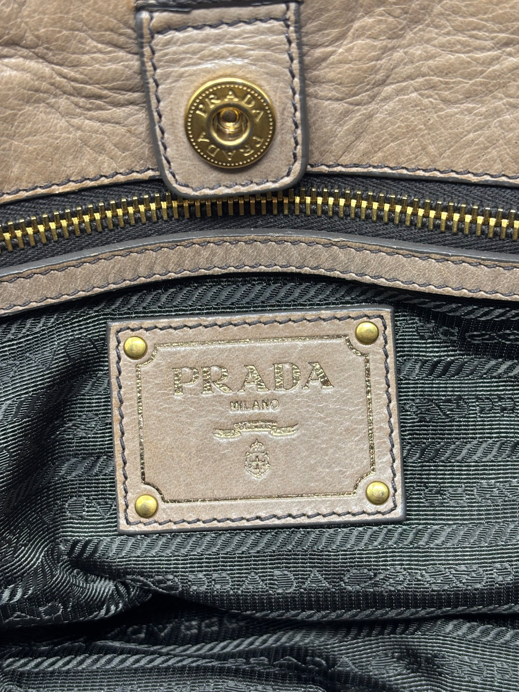Prada Cervo Antik Pushlock Shoulder Bag
