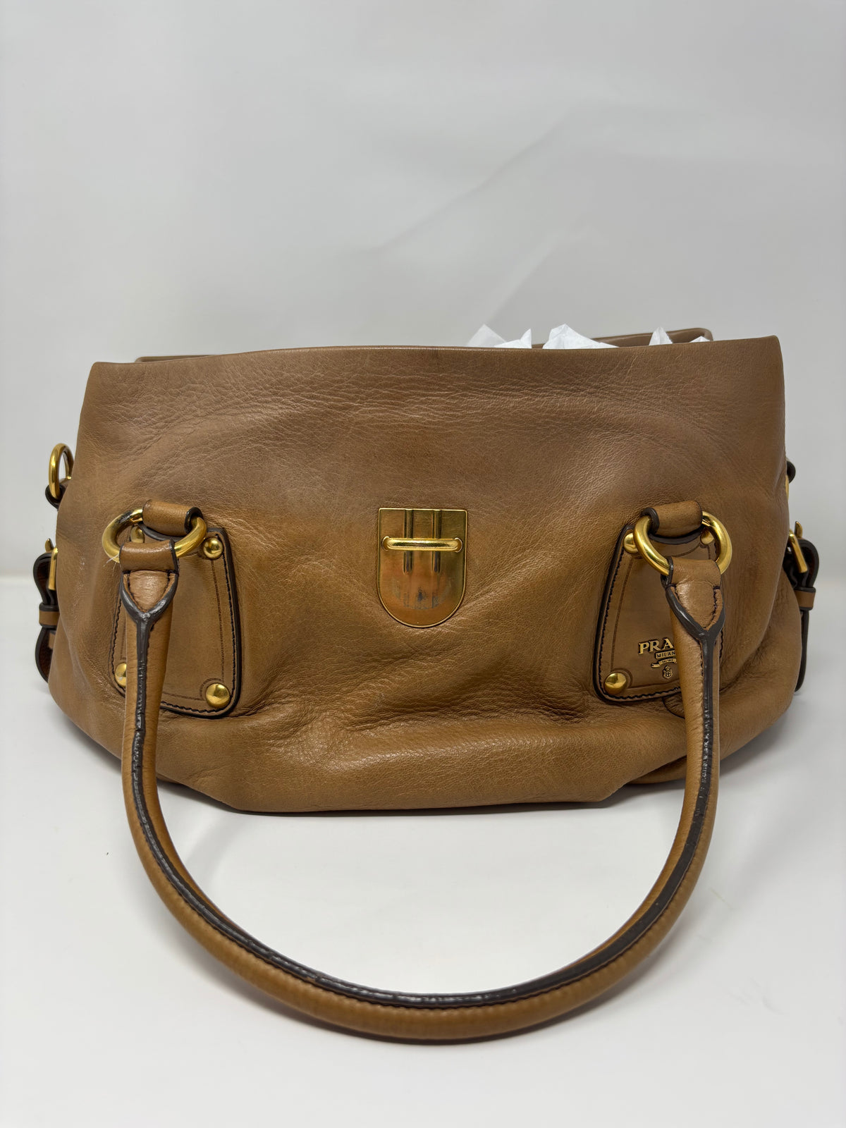 Prada Cervo Antik Pushlock Shoulder Bag