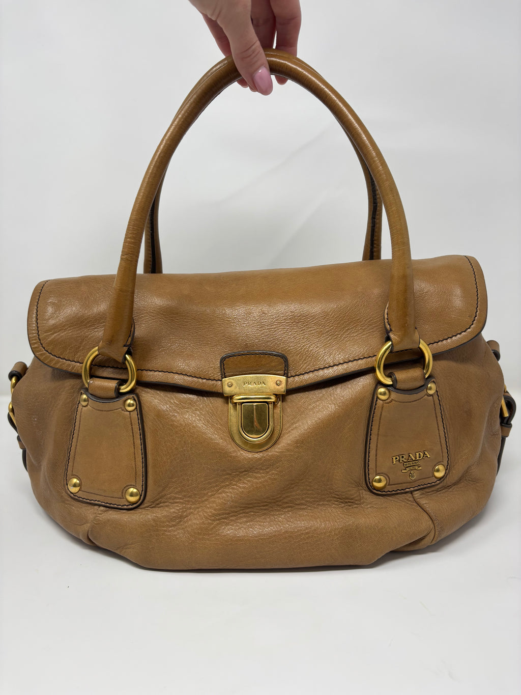 Prada Cervo Antik Pushlock Shoulder Bag