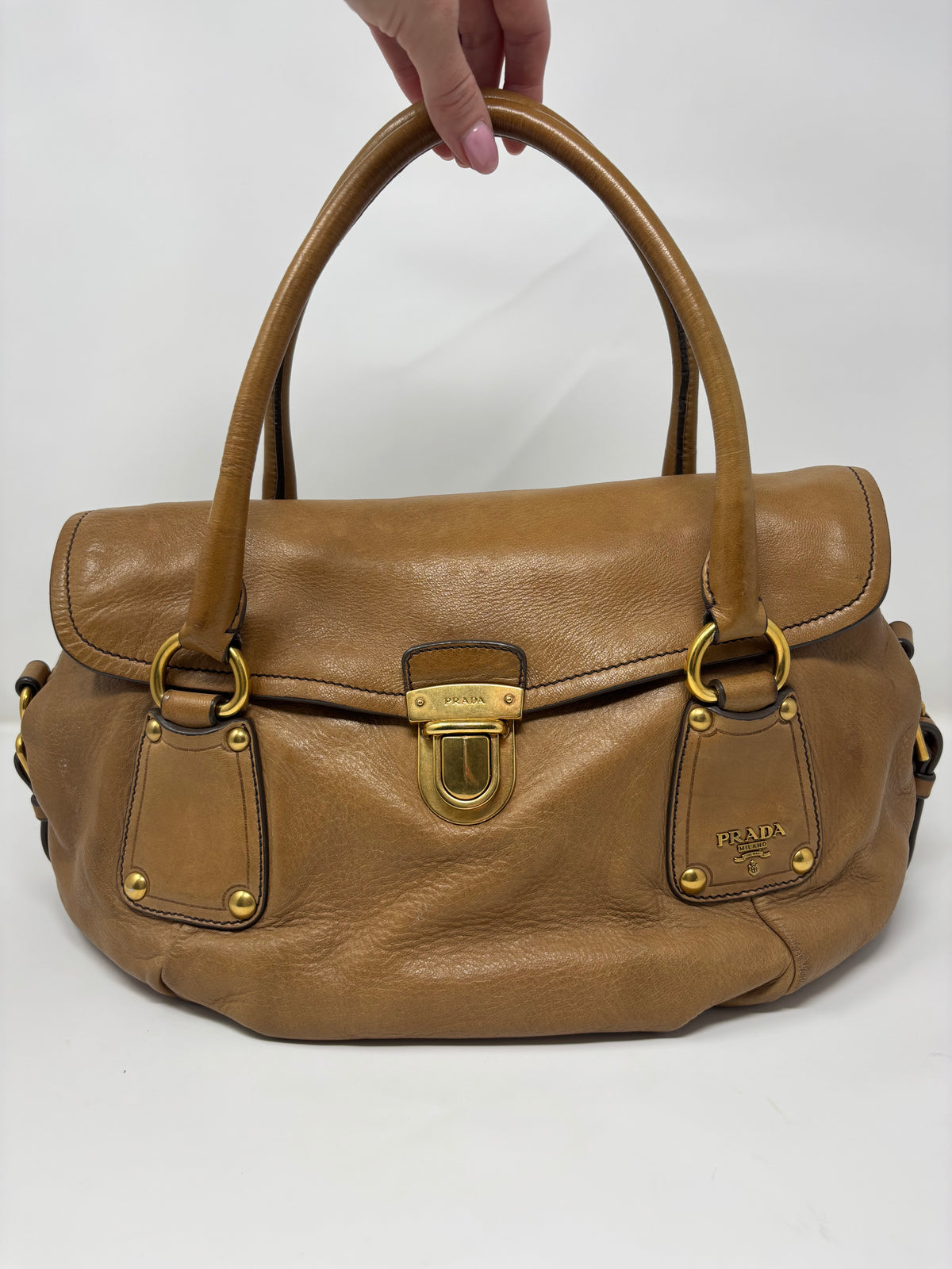 Prada Cervo Antik Pushlock Shoulder Bag