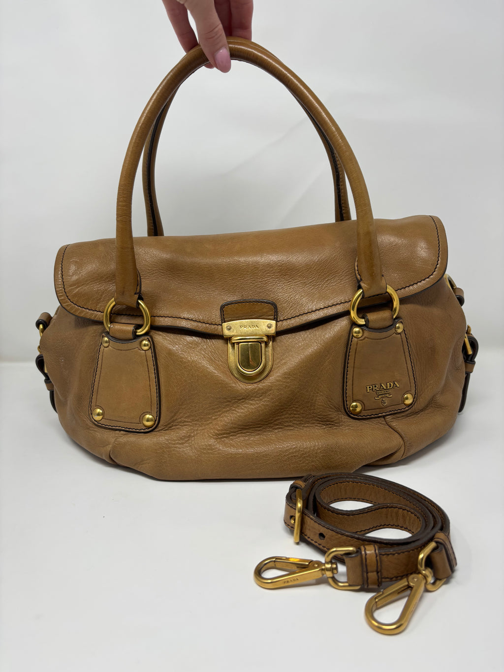 Prada Cervo Antik Pushlock Shoulder Bag